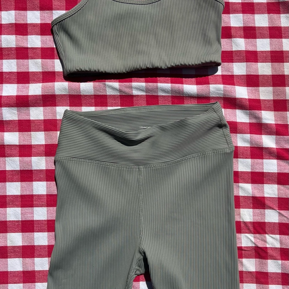 Year of Ours Ribbed Sports Bra and Bike Shorts Set